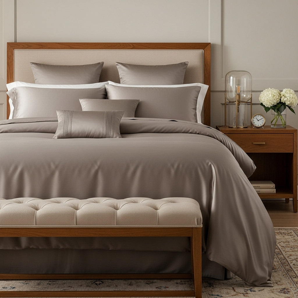 Giza 45 Baumwolle Satin Deckenbezug Handverlesen Extra Langstapelige Baumwolle Meisterhafte Verarbeitung Atmungsaktiv