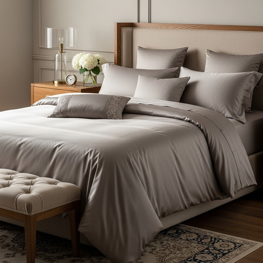 Giza 45 Baumwolle Satin Deckenbezug Handverlesen Extra Langstapelige Baumwolle Meisterhafte Verarbeitung Atmungsaktiv