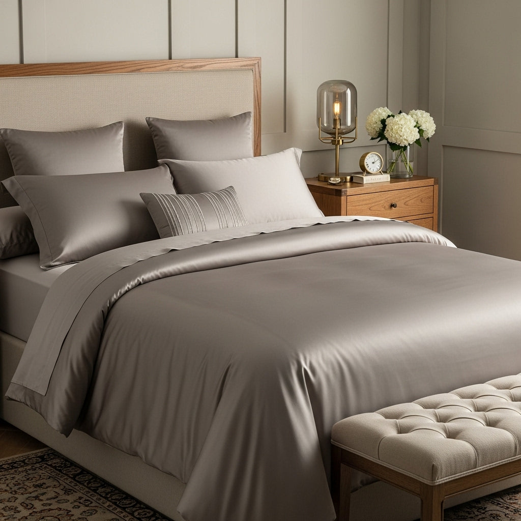 Giza 45 Baumwolle Satin Deckenbezug Handverlesen Extra Langstapelige Baumwolle Meisterhafte Verarbeitung Atmungsaktiv