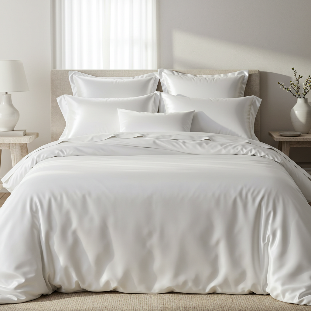 Giza 45 Baumwolle Satin Deckenbezug Handverlesen Extra Langstapelige Baumwolle Meisterhafte Verarbeitung Atmungsaktiv