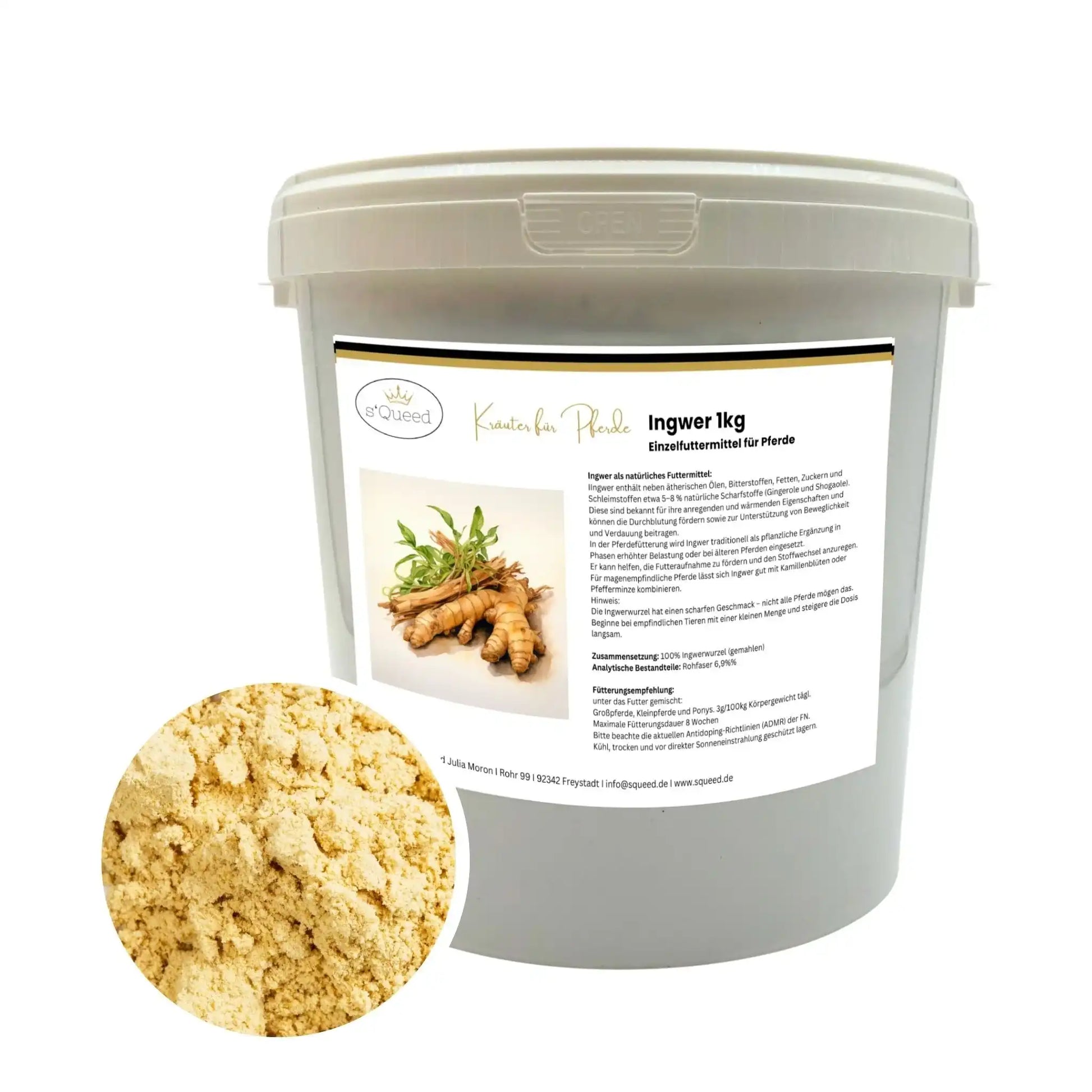 Ingwer Pulver Pferd 1 Kg Unterstützung Beweglichkeit Verdauung Kreislauf Gelenke Wärme Für Ältere Pferde by s`Queed