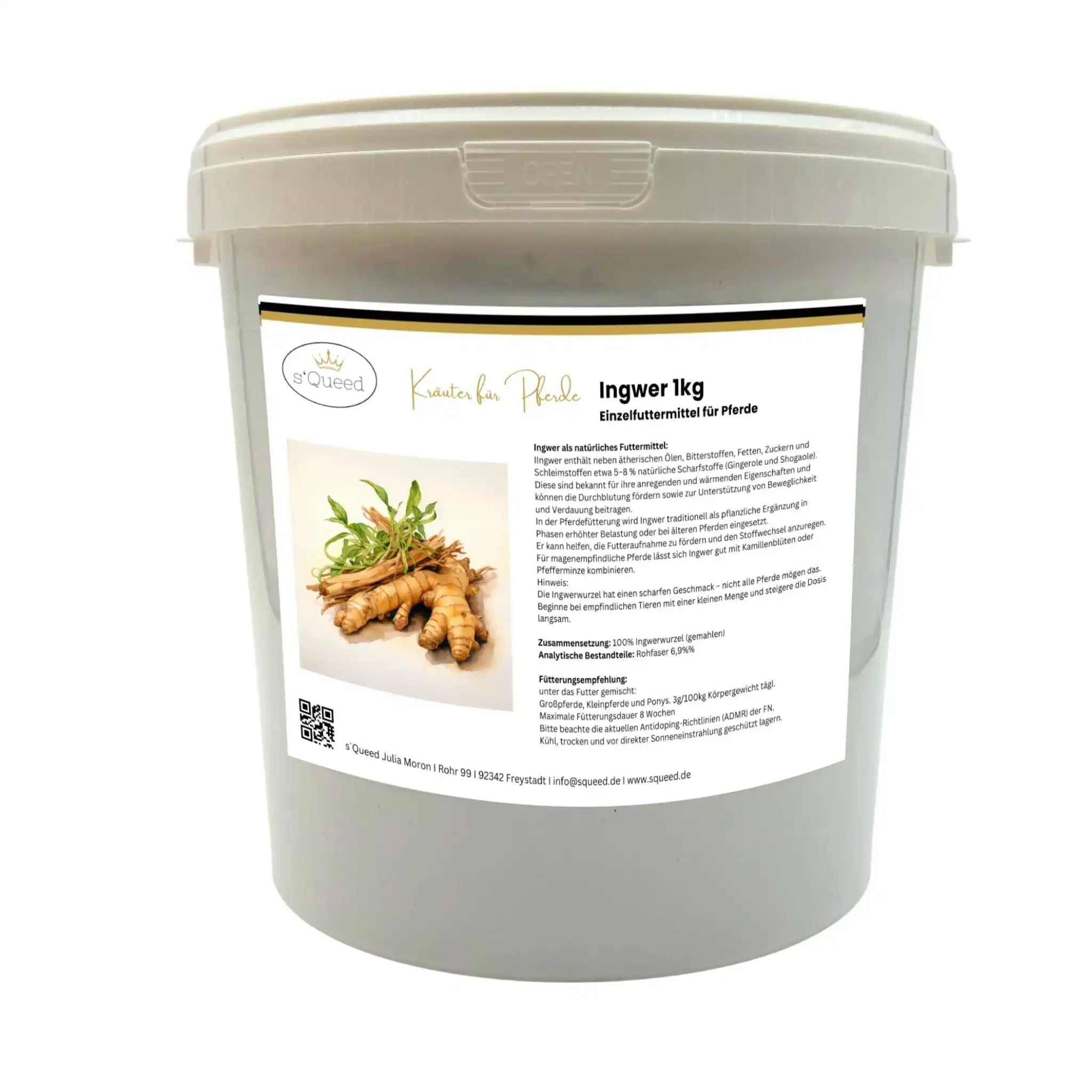 Ingwer Pulver Pferd 1 Kg Unterstützung Beweglichkeit Verdauung Kreislauf Gelenke Wärme Für Ältere Pferde by s`Queed