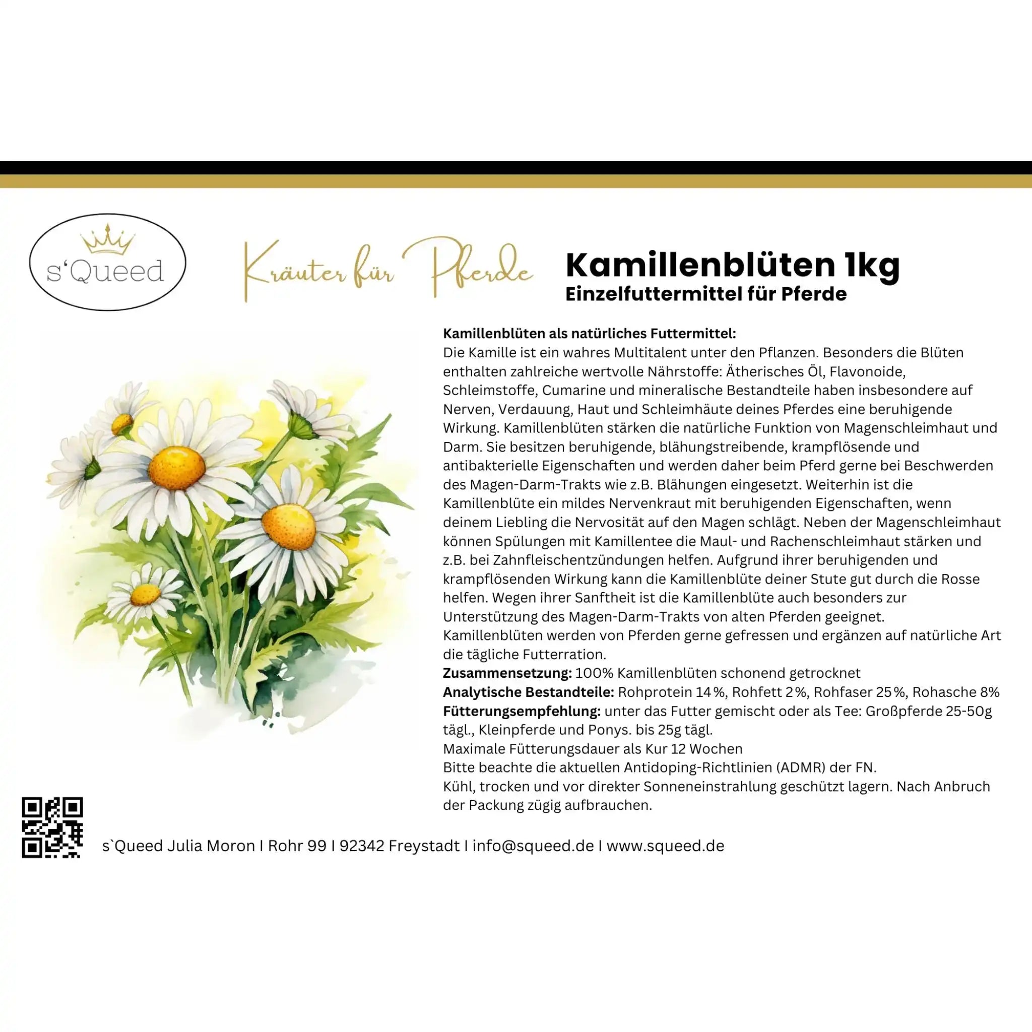 Kamille Für Pferde Natürliche Unterstützung Von Magen Und Nerven Bei Unruhe Blähungen Älteren Pferden by s`Queed