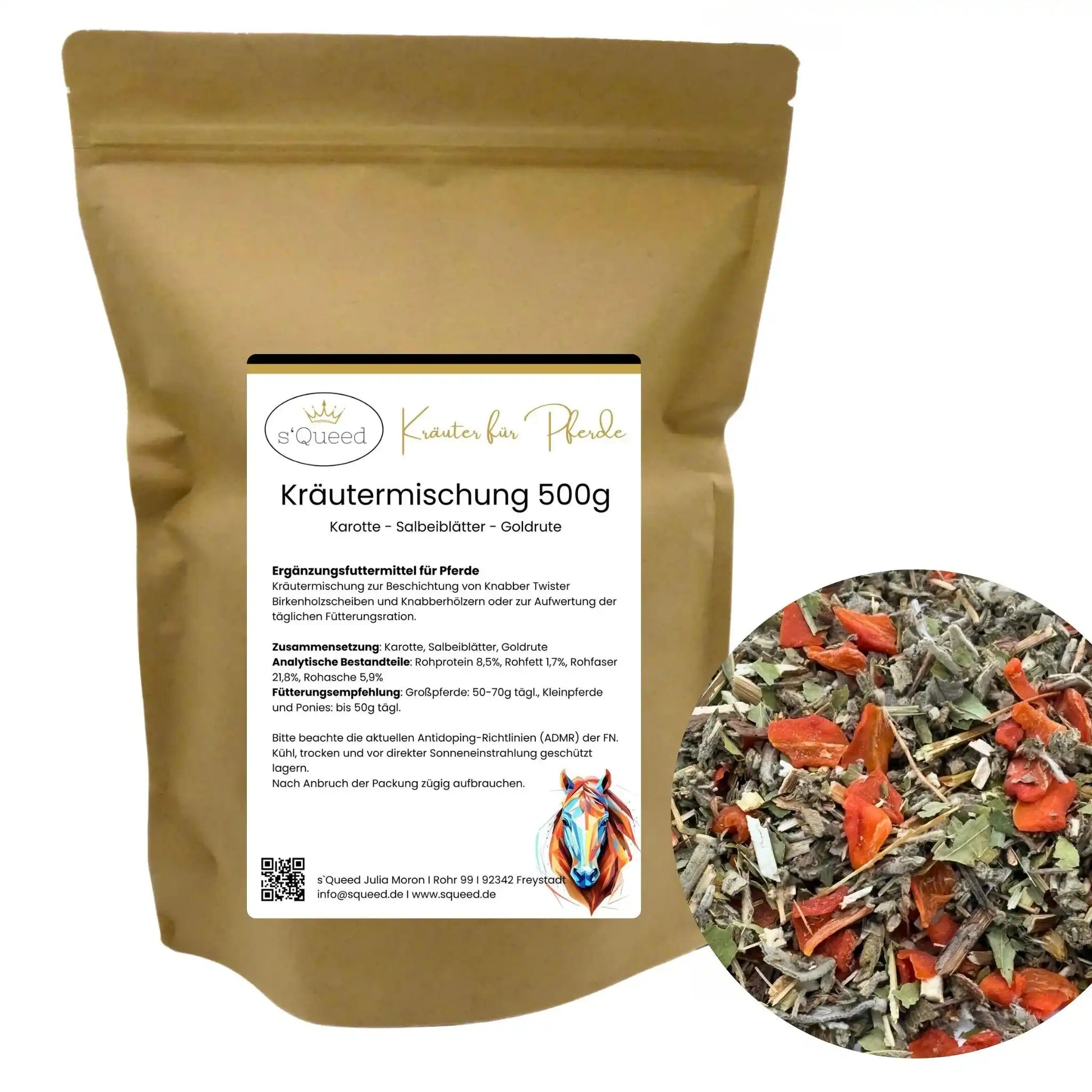 Kräutermischung 500 g Zur DIY Beschichtung Von Knabber Twister Scheiben Und Birkenhölzern Für Pferde by s`Queed