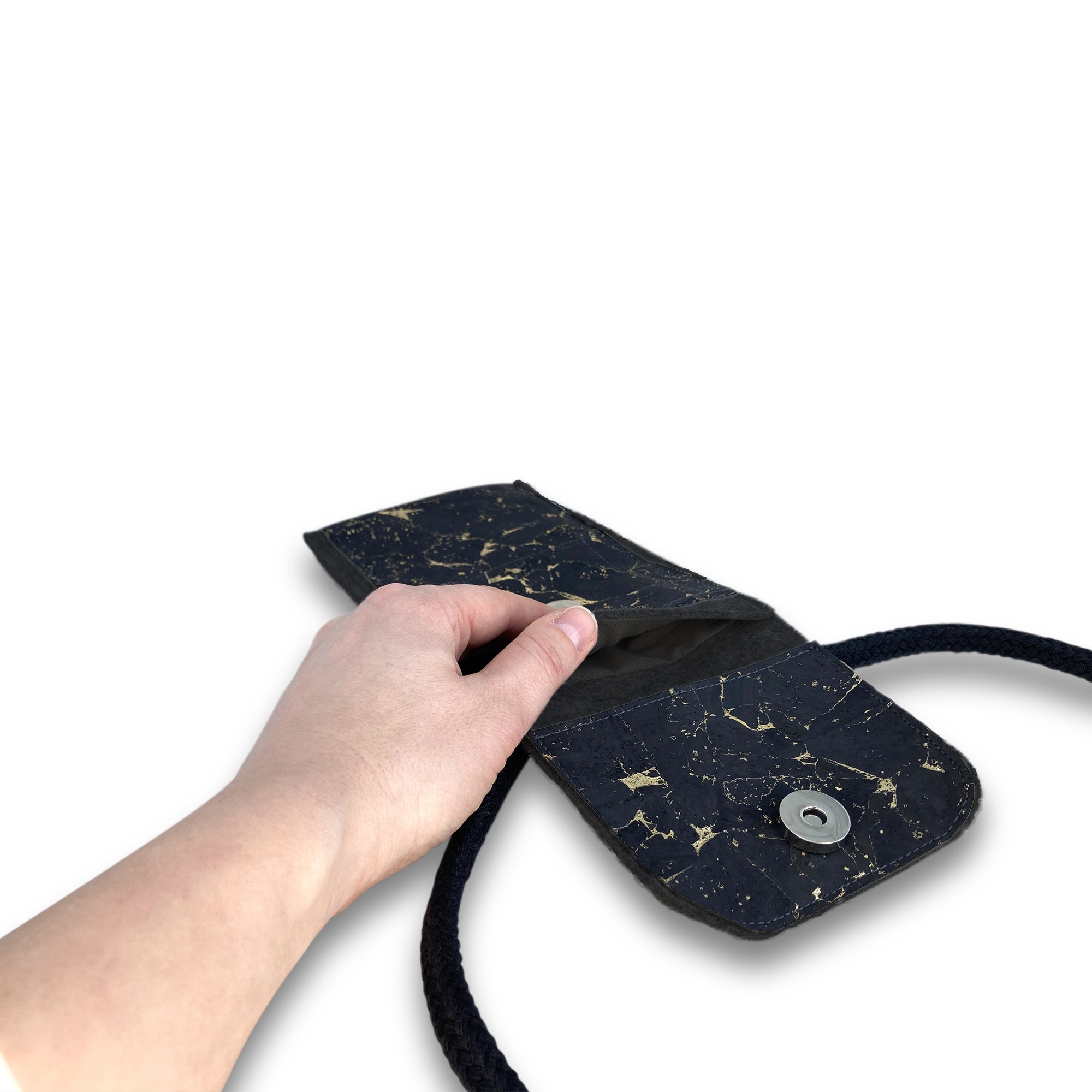 Umhängetasche für Google Pixel 9 Pro XL | aus Filz und Bio-Baumwolle | anthrazit - schwarz | Modell KEDJA deluxe