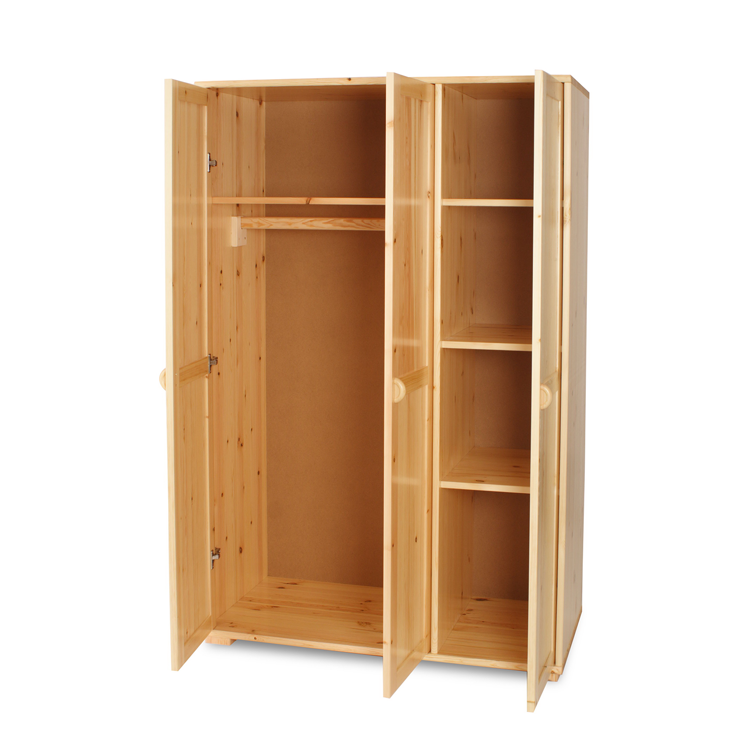 Vanessa Kleiderschrank | 3-Türig | 100% Bio Kiefer Massivholz