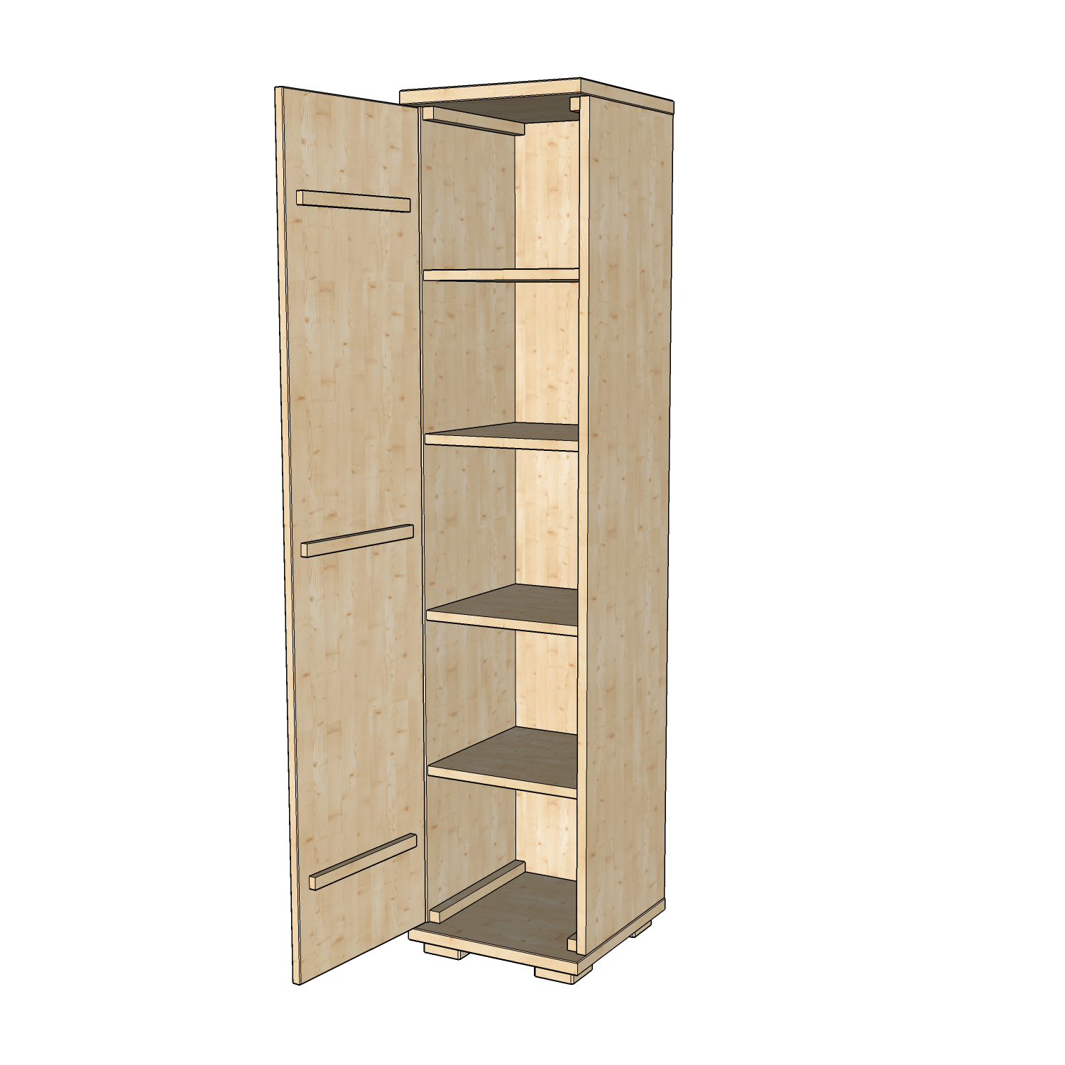 Nobis Kleiderschrank | 59 cm Tiefe 1-Türig mit Regale | 100% Bio Kiefer Massivholz