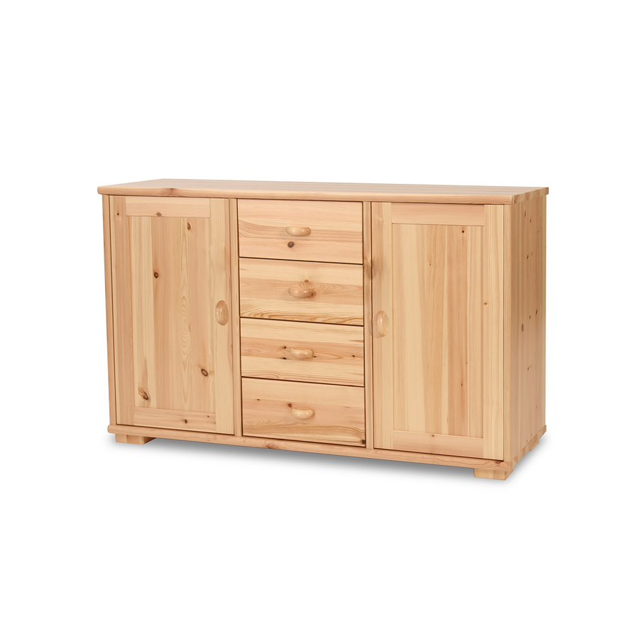 Vanessa Kommode Sideboard | Anrichte | 2-Türig mit 4-Schubladen | 100% Bio Massivholz