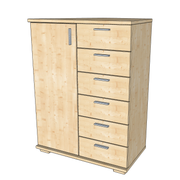 Nobis Kommode Sideboard 107-er | Anrichte | 6-Schubladen | 1-Türig | 100% Bio Kiefer Massivholz