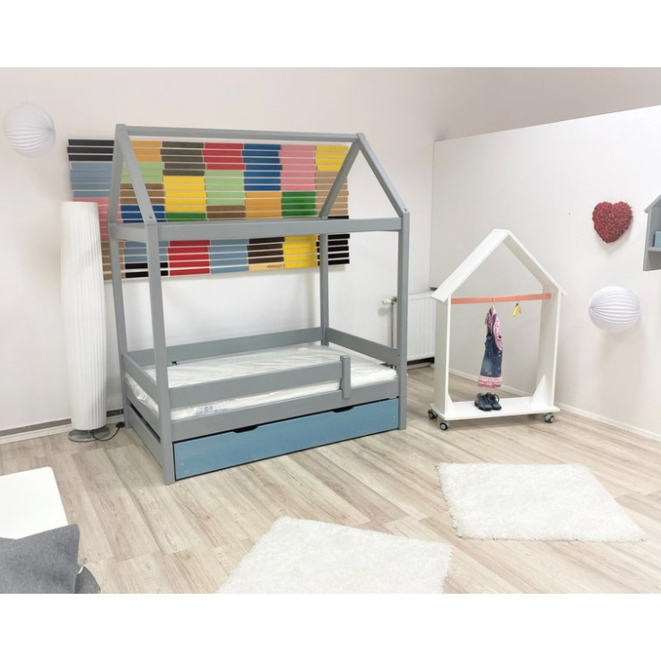 Solis Kinderbett - Hausbett inkl. Bio-Matratze | Massivholz | Naturholz | 100% Bio-Bett