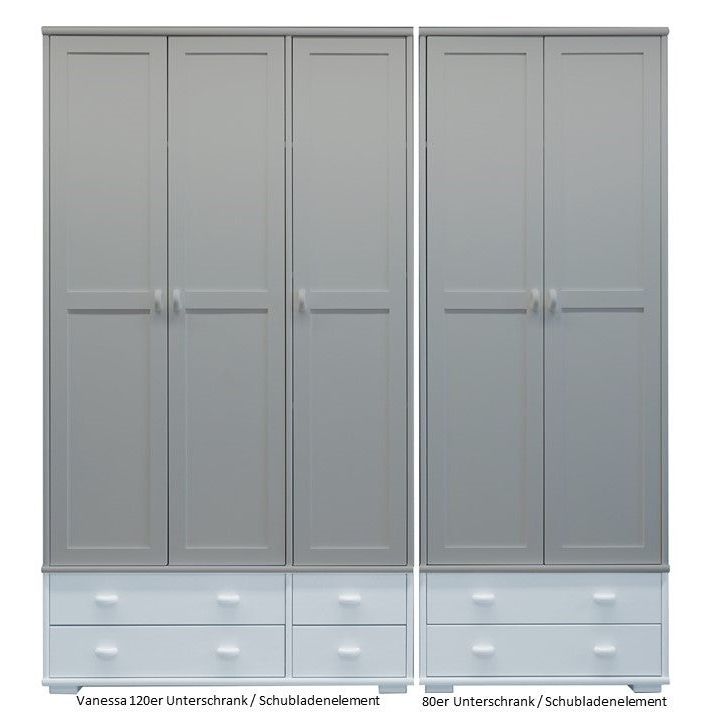 Vanessa Kleiderschrank Unterschrank - Schubladenelement | 100% Bio Kiefer Massivholz