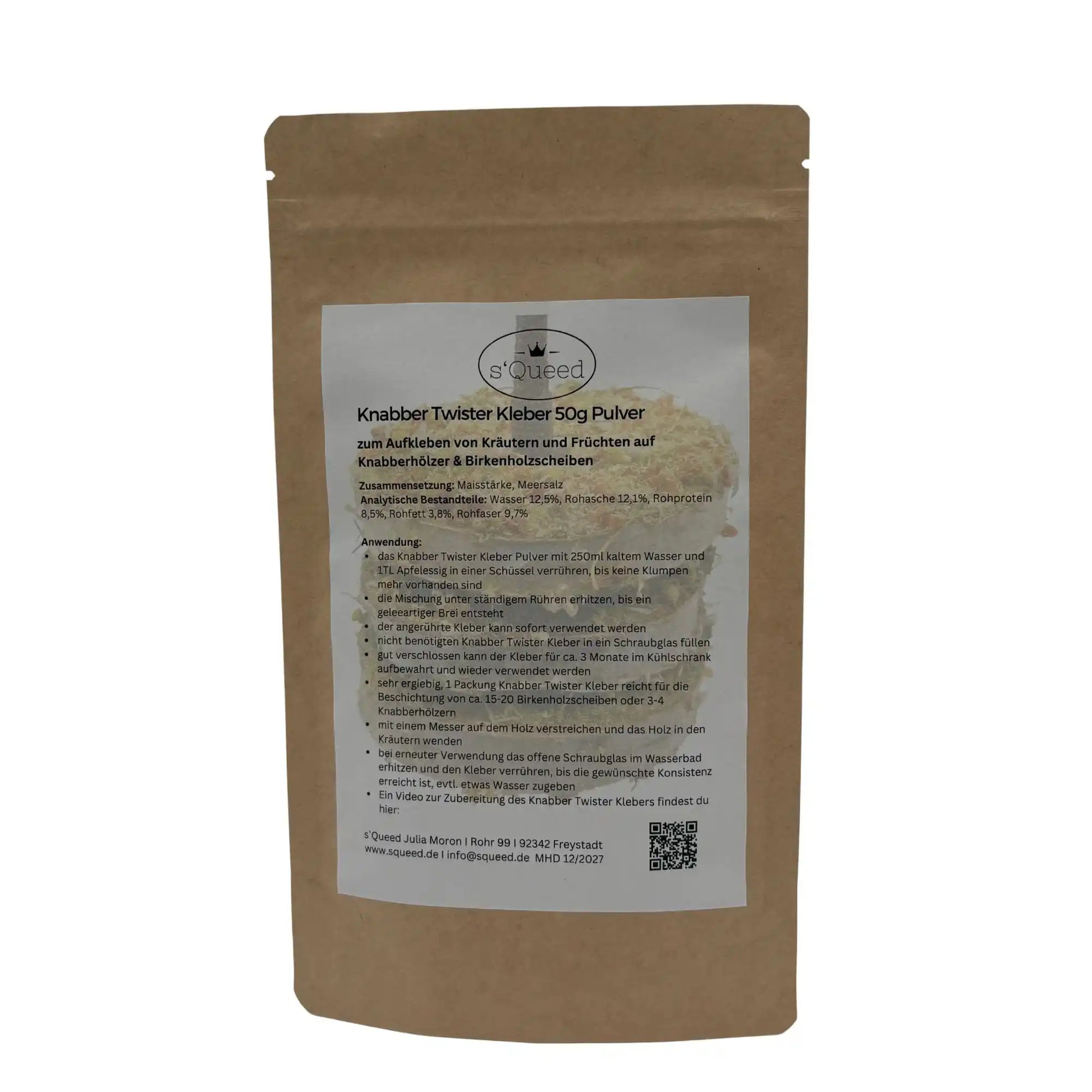 Knabber Twister Kleber Pulver 50g Zur Beschichtung Von Knabberholz Holzscheiben Birkenhölzer Mit Getrockneten Kräutern by s`Queed