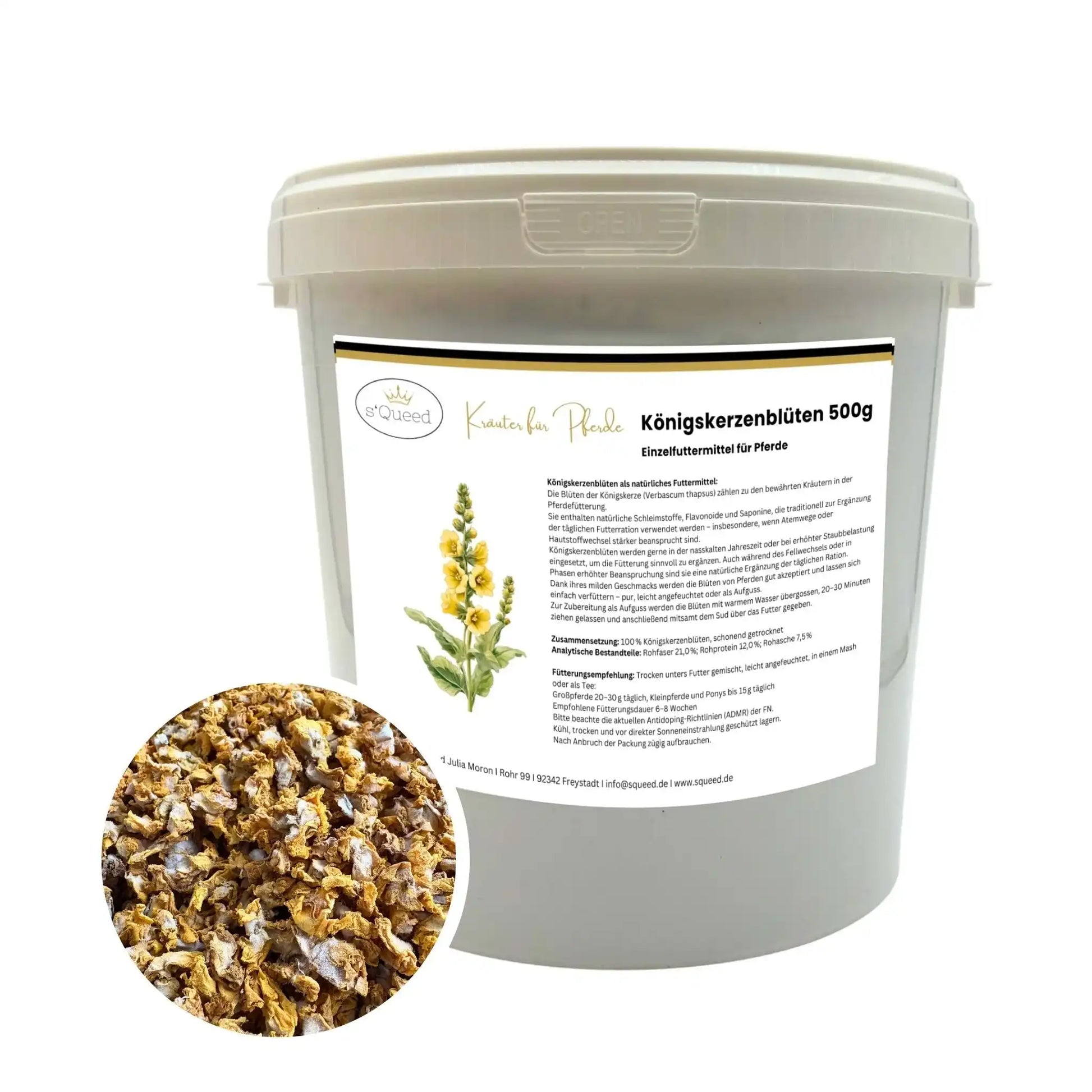 Königskerzenblüten Für Pferde 500g Bewährtes Kraut Für Atemwege Hautstoffwechsel Als Einzelfuttermittel by s`Queed