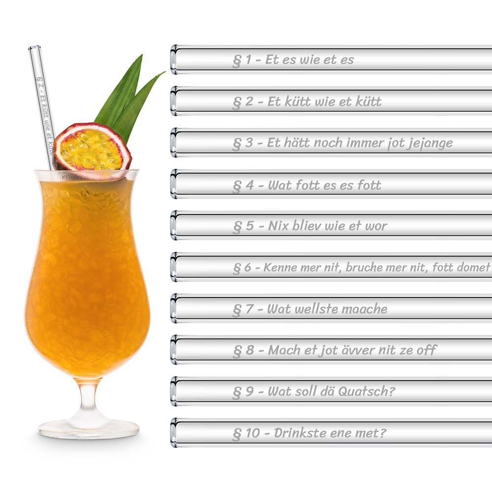 Köln Sprüche Glasstrohhalme Party Set mit 20 Köln Karneval Fasching Rheinische Grundgesetz