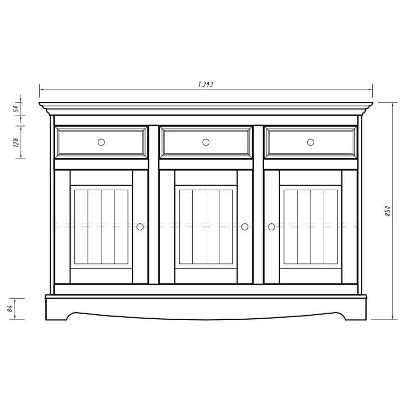 Bologna Elegante Massivholz Kiefer Kommode 3.3 | Farbe Graphit - Kiefer