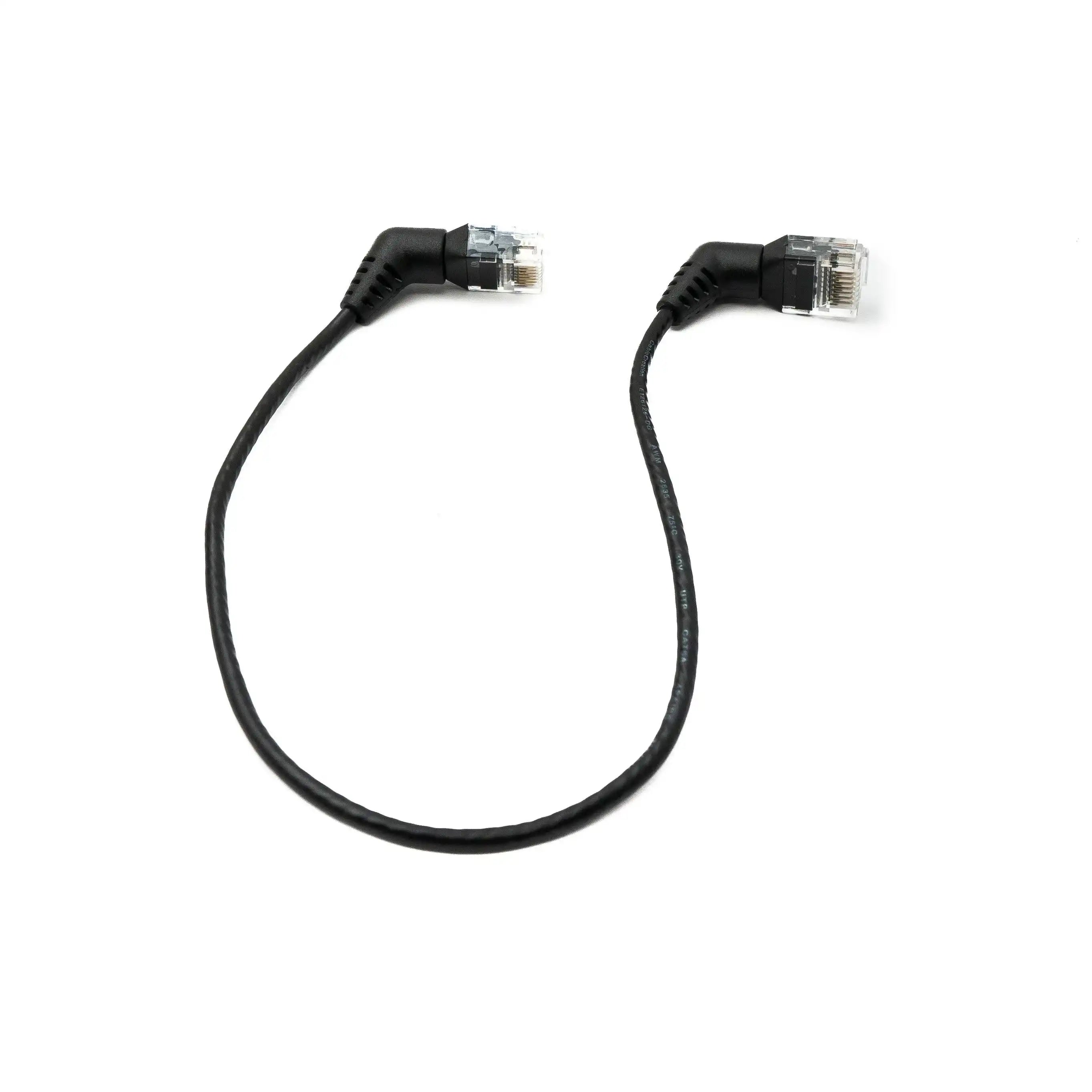 SYSTEM-S LAN Kabel 25 cm 8P8C RJ45 Stecker zu Stecker Winkel in Schwarz