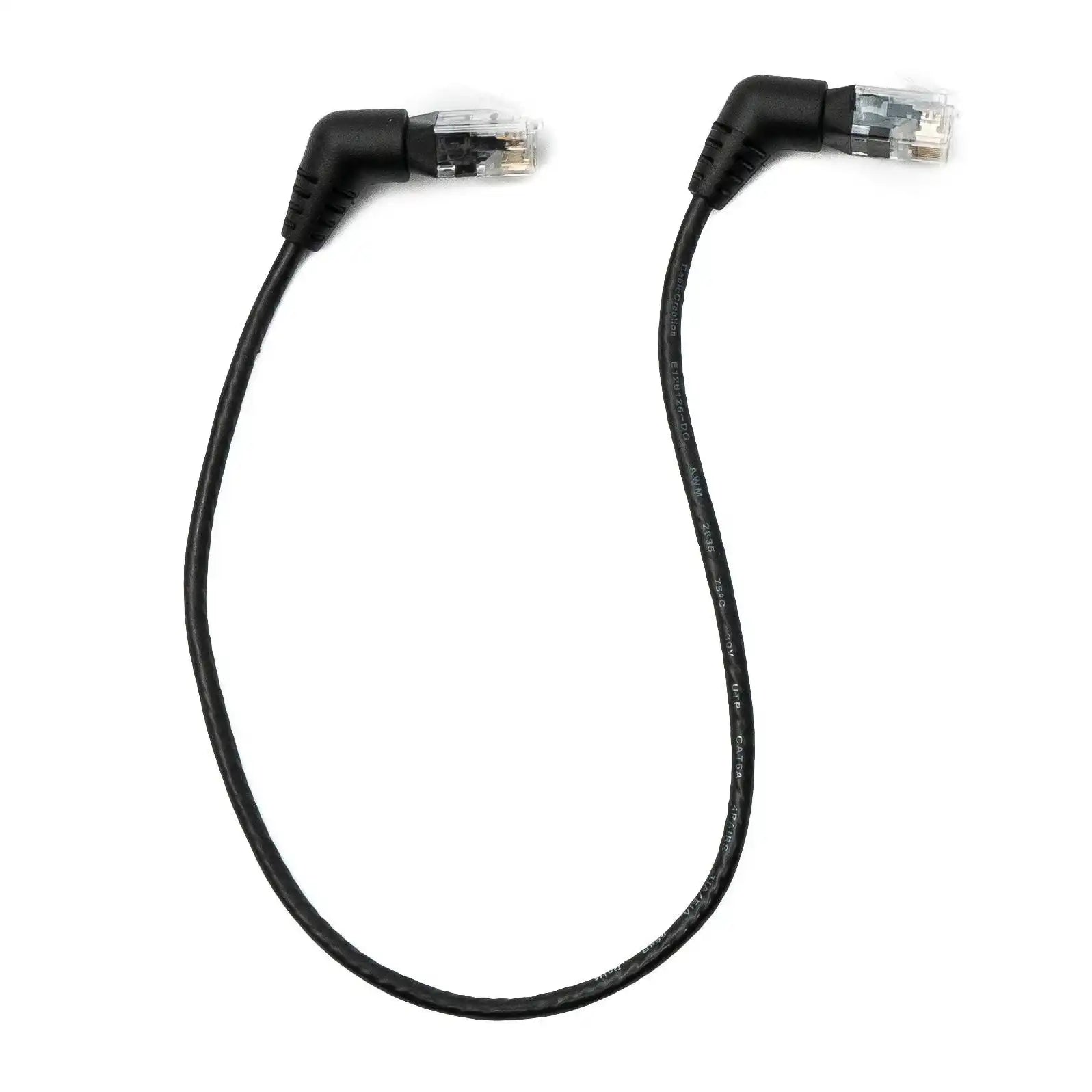 SYSTEM-S LAN Kabel 25 cm 8P8C RJ45 Stecker zu Stecker Winkel in Schwarz