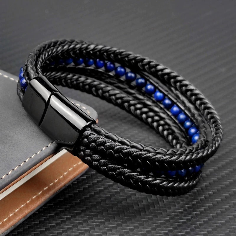 Lapis Lazuli Deluxe Armband Aus Leder Mit Lapis Lazuli Stein Elegant Schmuckstück