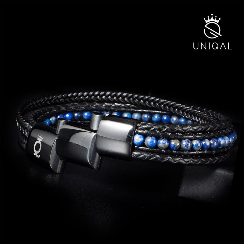 Lapis Lazuli Deluxe Armband Aus Leder Mit Lapis Lazuli Stein Elegant Schmuckstück