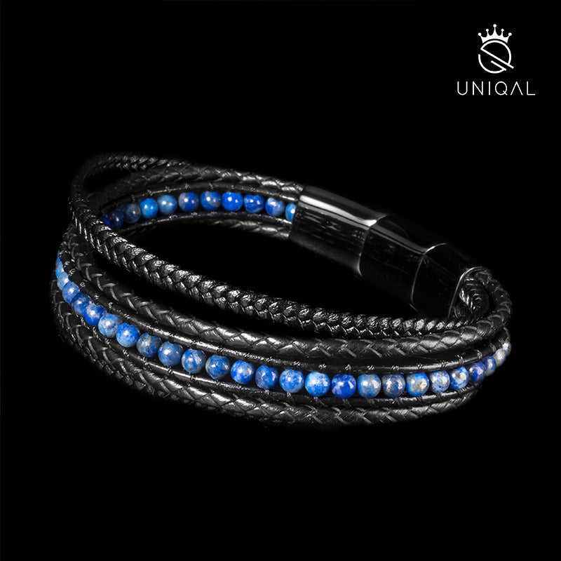 Lapis Lazuli Deluxe Armband Aus Leder Mit Lapis Lazuli Stein Elegant Schmuckstück