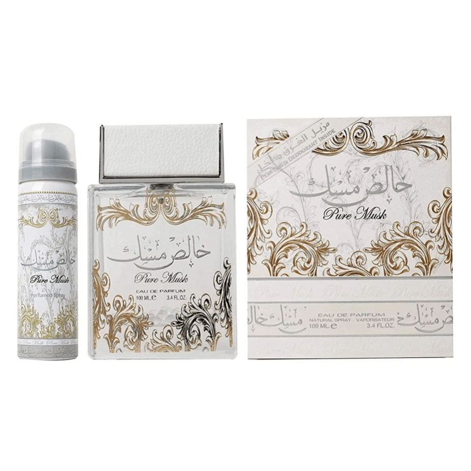 Lattafa Parfüm Pure Musk Eau de Parfum 100ml + Geschenk Deo Spray 50 ml