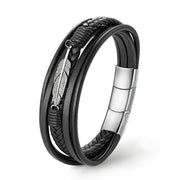 Silver Feather Armband Unisex Aus Echtleder Und Edelstahl Gravierbar Mit Gratis Luxus Etui 19 21 23 cm
