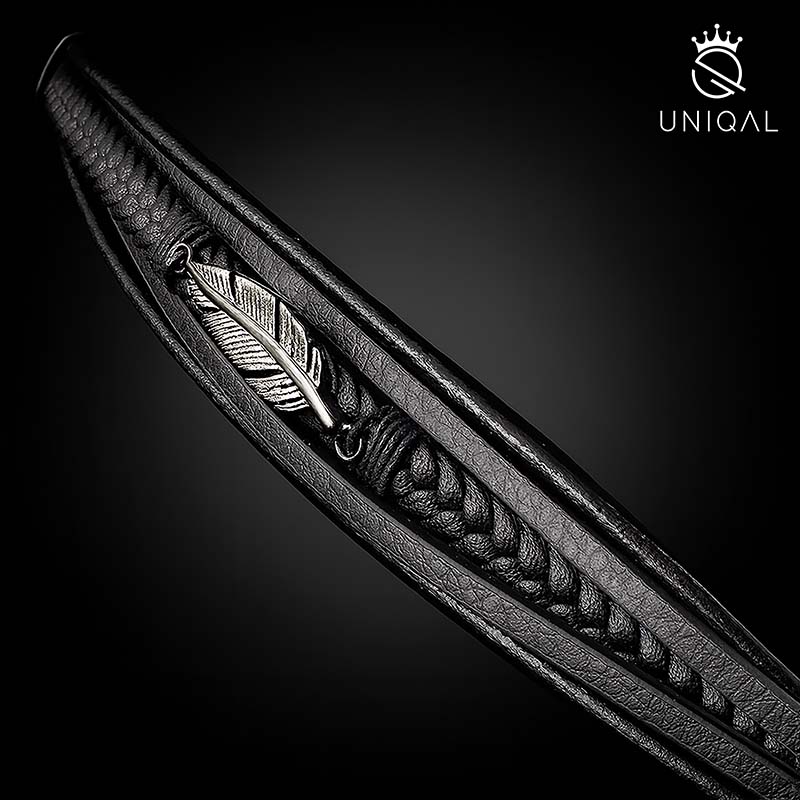 Silver Feather Armband Unisex Aus Echtleder Und Edelstahl Gravierbar Mit Gratis Luxus Etui 19 21 23 cm