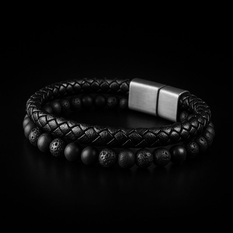 Lava Passion Armband Aus Leder Mit Lavastein Magnetverschluss Inklusive Luxus Etui Gravur Möglich