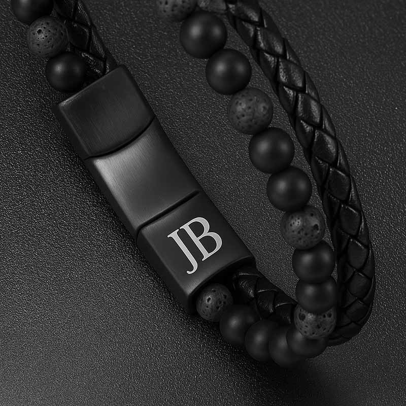 Lava Passion Armband Aus Leder Mit Lavastein Magnetverschluss Inklusive Luxus Etui Gravur Möglich