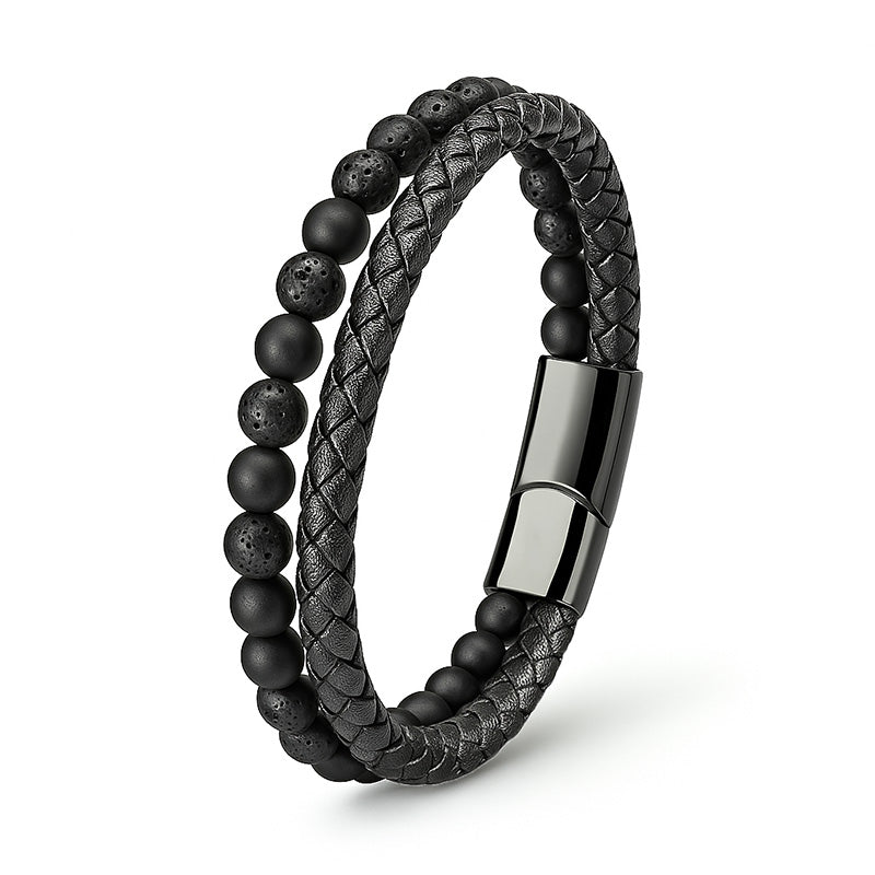 Lava Passion Armband Aus Leder Mit Lavastein Magnetverschluss Inklusive Luxus Etui Gravur Möglich