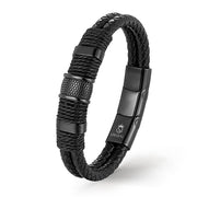 Premium Style Black Echtlederarmband Mit Edelstahl Gravierbar Unisex Größen 19 21 23 Cm Inklusive Gratis Luxus Etui