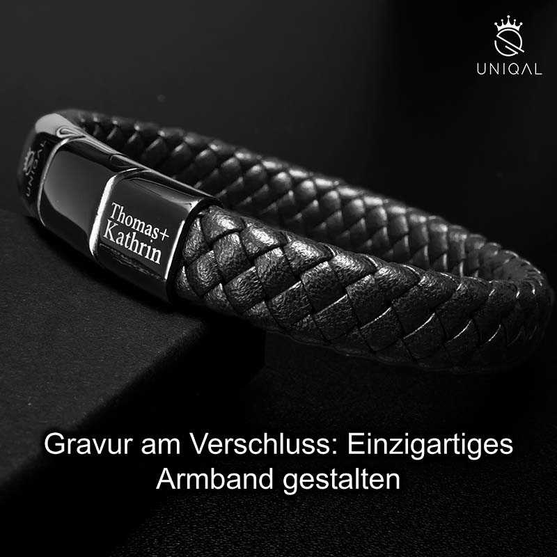 Destiny Unisex Echtleder Armband Mit Edelstahl Magnetverschluss Und Gravur Verlängerungsglied 19 21 23 Cm Mit Luxus Etui