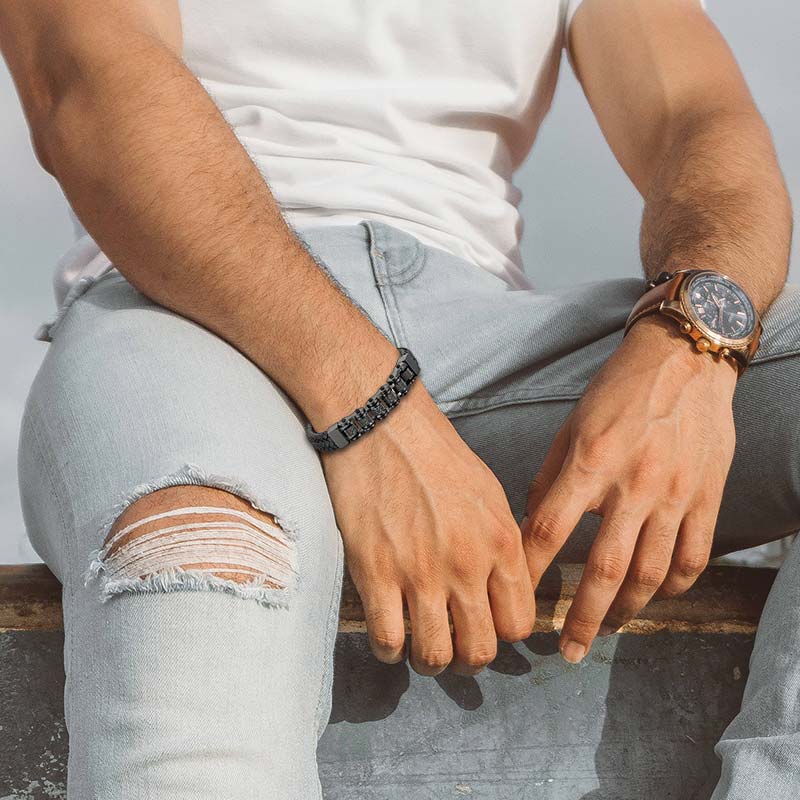 Black Chain Armband In Schwarz Elegant Und Flexibel Mit Dreiteiligem Magnetverschluss Für Persönlichkeit