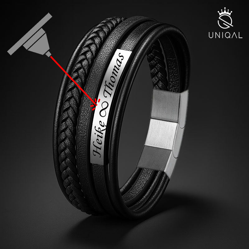 Silver Plate Rindsleder Armband Unisex Gravierbar Mit Gratis Luxus Etui In Schwarz Und Silber Verfügbar 19 21 Und 23 Cm