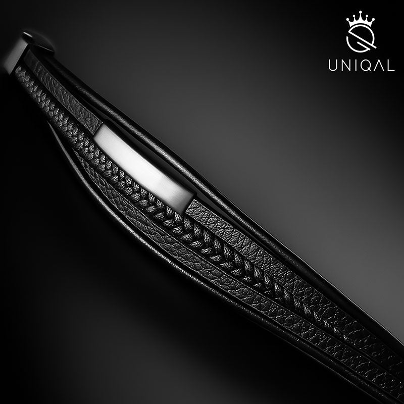 Silver Plate Rindsleder Armband Unisex Gravierbar Mit Gratis Luxus Etui In Schwarz Und Silber Verfügbar 19 21 Und 23 Cm