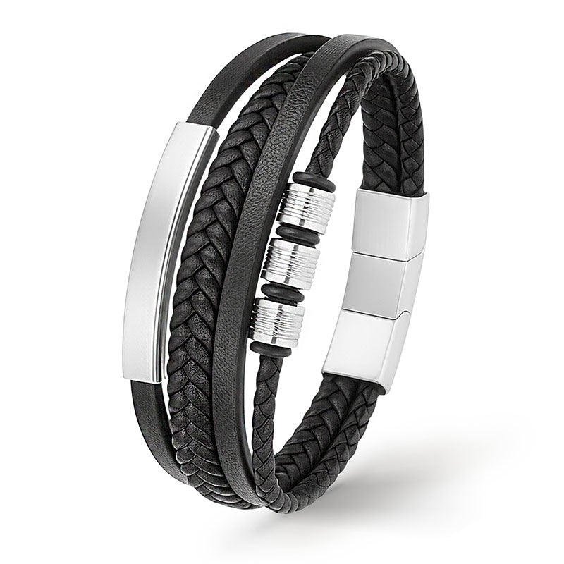 Silver Shape Echtes Rindsleder Lederarmband Unisex Gravierbar Silber 19 21 23 cm Mit Gratis Luxus Etui