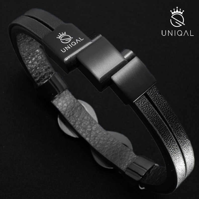 Infinity Black Zirkonia Lederarmband Unisex Mit Gravur Edelstahl Besatz Größen 19 21 23 Cm