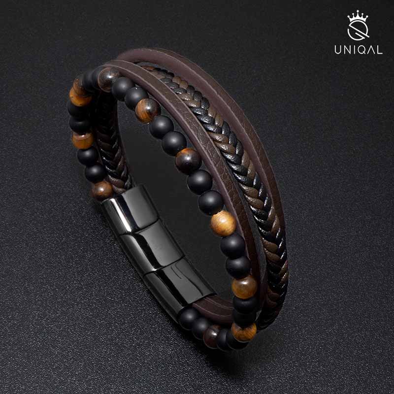Fancy Tiger Eye Lederarmband Unisex Mit Gelbem Tigerauge Gravierbar 19 21 23 cm Kostenloses Luxus Etui
