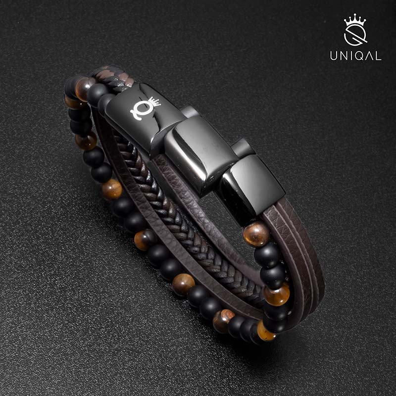 Fancy Tiger Eye Lederarmband Unisex Mit Gelbem Tigerauge Gravierbar 19 21 23 cm Kostenloses Luxus Etui