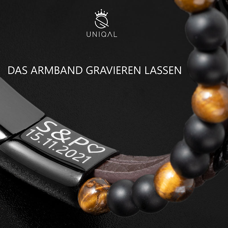 Fancy Tiger Eye Lederarmband Unisex Mit Gelbem Tigerauge Gravierbar 19 21 23 cm Kostenloses Luxus Etui