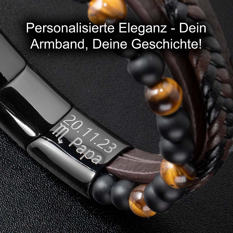 Fancy Tiger Eye Lederarmband Unisex Mit Gelbem Tigerauge Gravierbar 19 21 23 cm Kostenloses Luxus Etui