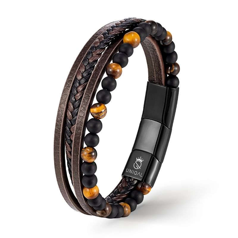 Fancy Tiger Eye Lederarmband Unisex Mit Gelbem Tigerauge Gravierbar 19 21 23 cm Kostenloses Luxus Etui