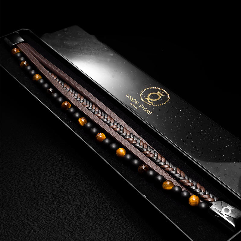 Fancy Tiger Eye Lederarmband Unisex Mit Gelbem Tigerauge Gravierbar 19 21 23 cm Kostenloses Luxus Etui