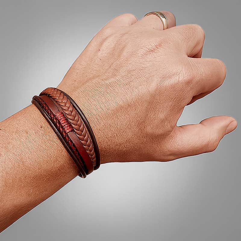 Brown Shadow Lederarmband Unisex Braun Gravierbar Mit Gratis Luxusetui Größen 19 21 23 cm
