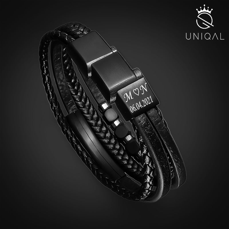 Lederarmband Aus Echtem Rindsleder Mit Edelstahl Besatz Verstellbar Größen 19 21 23 Cm Schwarz Unisex Gravur
