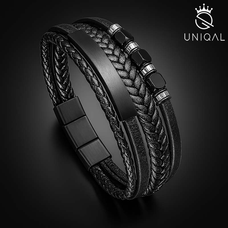 Lederarmband Aus Echtem Rindsleder Mit Edelstahl Besatz Verstellbar Größen 19 21 23 Cm Schwarz Unisex Gravur