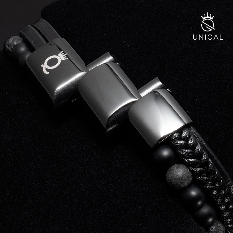 Fancy Lava Lederarmband Mit Lava Steinen Unisex 19 21 23 cm Gravierbar Kostenloses Luxus Etui