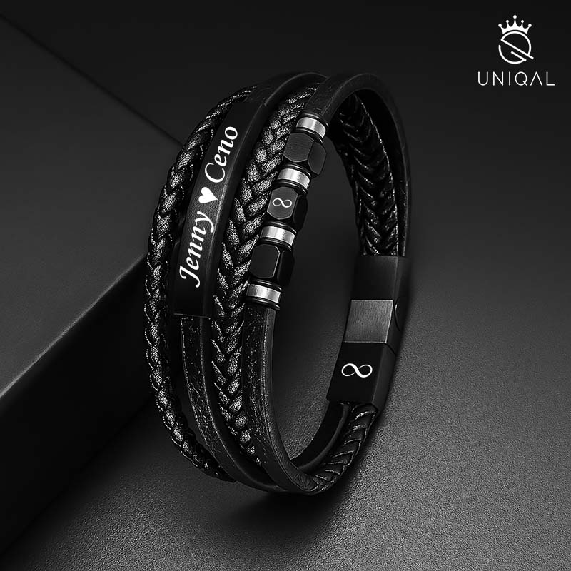 Lederarmband Aus Echtem Rindsleder Mit Edelstahl Besatz Verstellbar Größen 19 21 23 Cm Schwarz Unisex Gravur