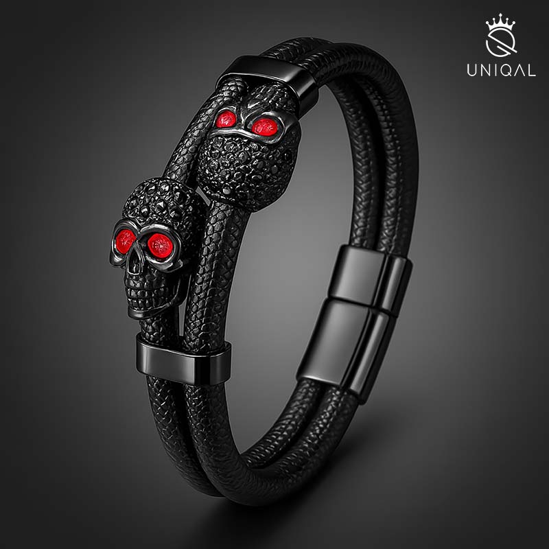 Toxic Unisex Lederarmband Mit Edelstahl Besatz In Den Größen 19 21 Und 23 Cm Luxus Etui Inklusive Lieferung 1-3 Tage