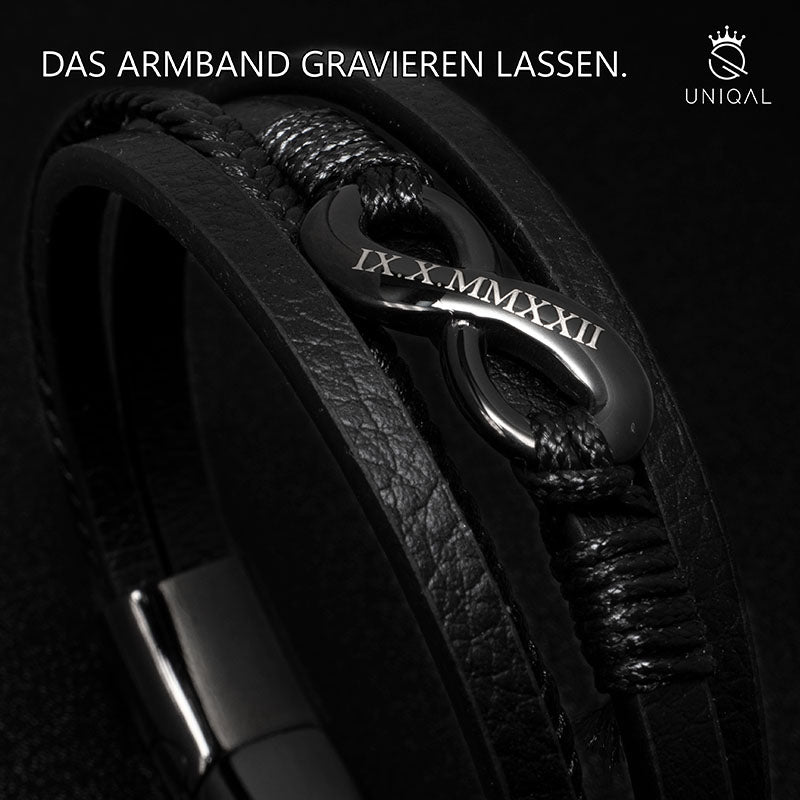 Black Nice Unisex Lederarmband Aus Echtem Rindsleder Mit Edelstahl Besatz Gravur Möglich Größen 19 21 23 Cm